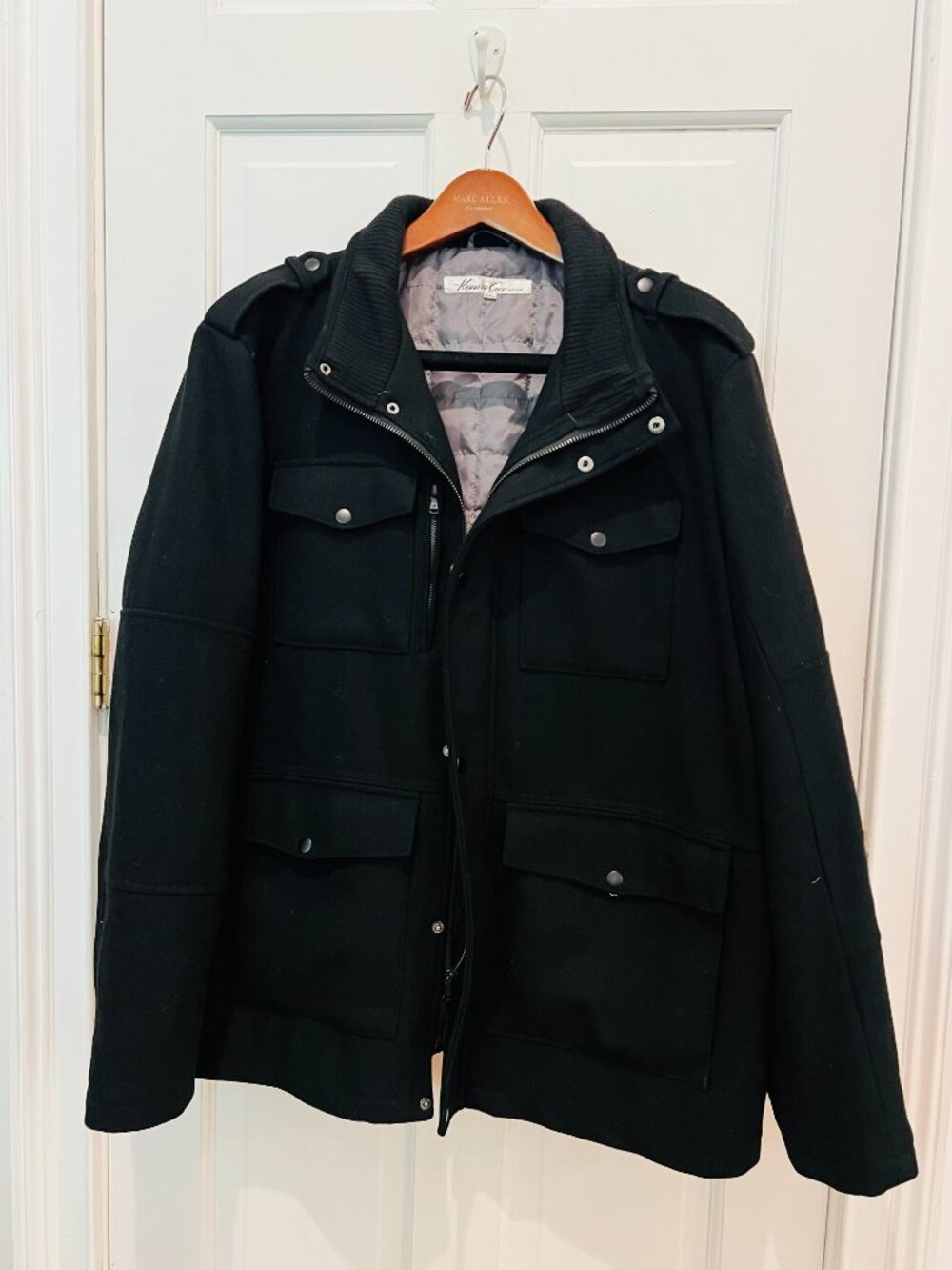 Kenneth Cole New York Black Men’s Coat with zipper and snap buttons Size XXL - Picture 3 of 16